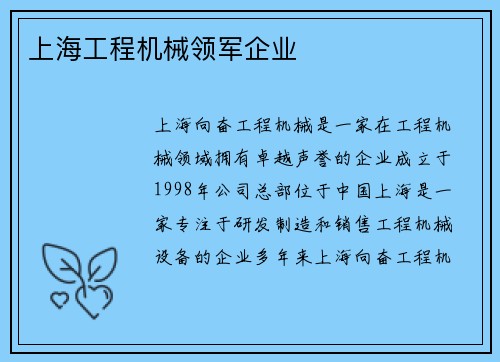 上海工程机械领军企业